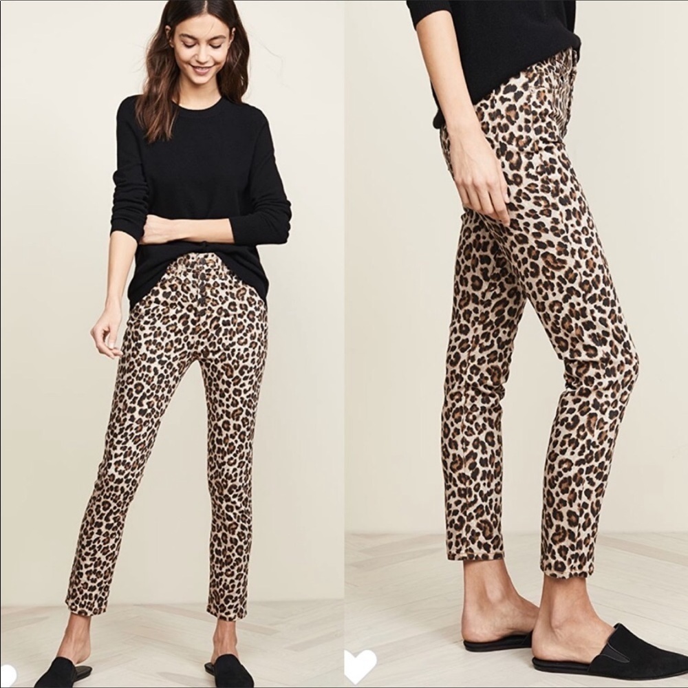 Veronica Beard Debbie 10” High Rise Leopard Cut Print Jeans Sz 24 Ankle novelty